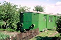 ehem. Berliner S-Bahnwagen 165 404, nach 1945 als EW 90 -40s bei der PKP in Gdańsk, hier nun als Gartenlaube in Rheda. Datum: 24.06.2004, ArchivNr. 22.197